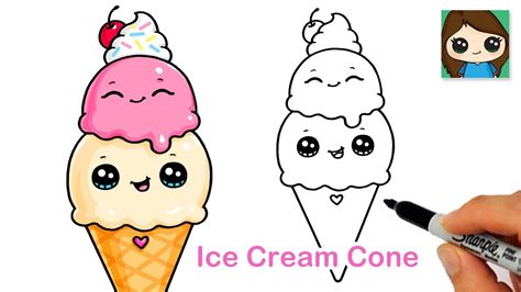 videos of drawing|How To Draw A Cute Ice Cream Cone .